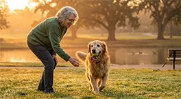 "Senior dog enjoying an active lifestyle during healthy aging."